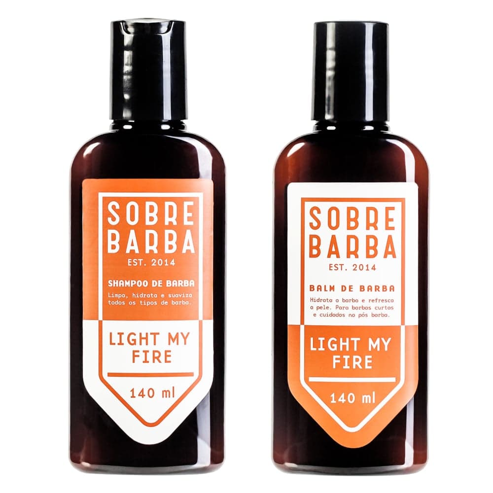 Kit Shampoo Para Barba e Balm Para Barba Light My Fire Sobrebarba