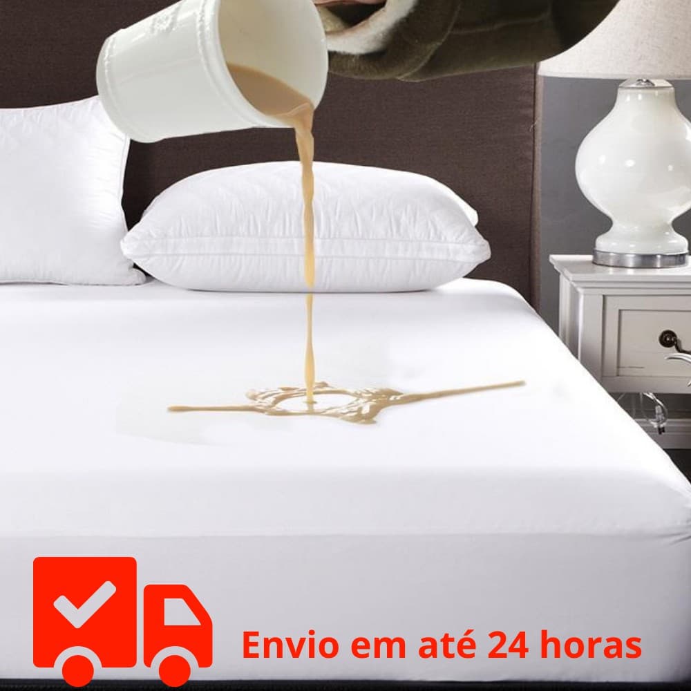 Capa de Colchão Protetor Impermeável Com Elastico Solteiro Casal Queen Padrão Branco