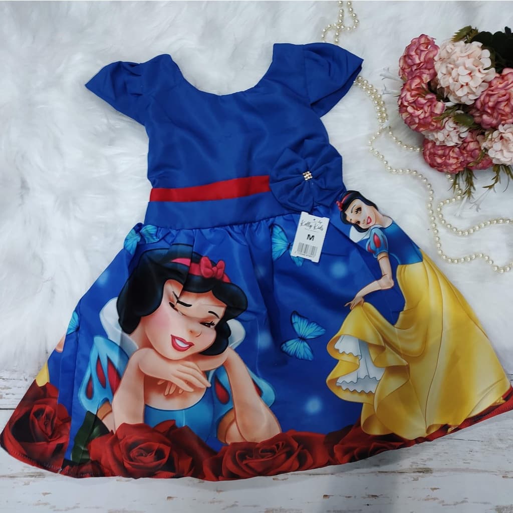 Vestido infantil Temático Personagem Branca de Neve (mod 01)