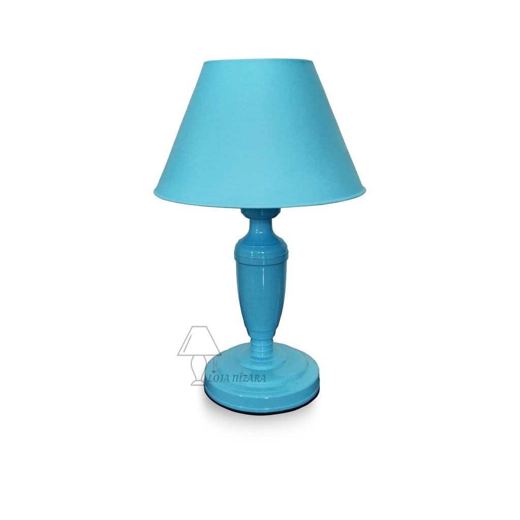 Abajur Azul Bivolt E27: Luminária Mesa Quarto Escritório