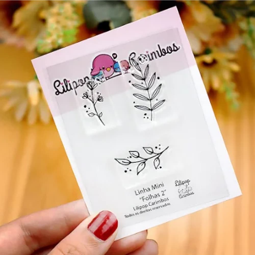 Cartela de carimbo mini folhas lilipop carimbos kit com 3 carimbos