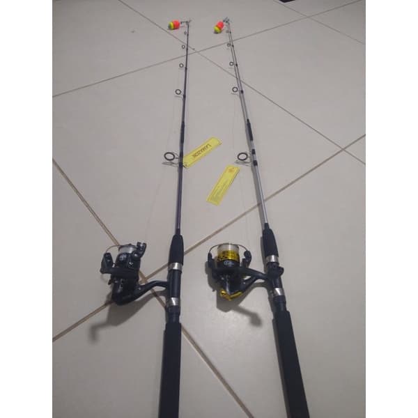 Kit com vara maciça para molinete 1,20m com molinete micro Se200 2 rolamentos com linha e bóia de arremesso LEIA A DESCR