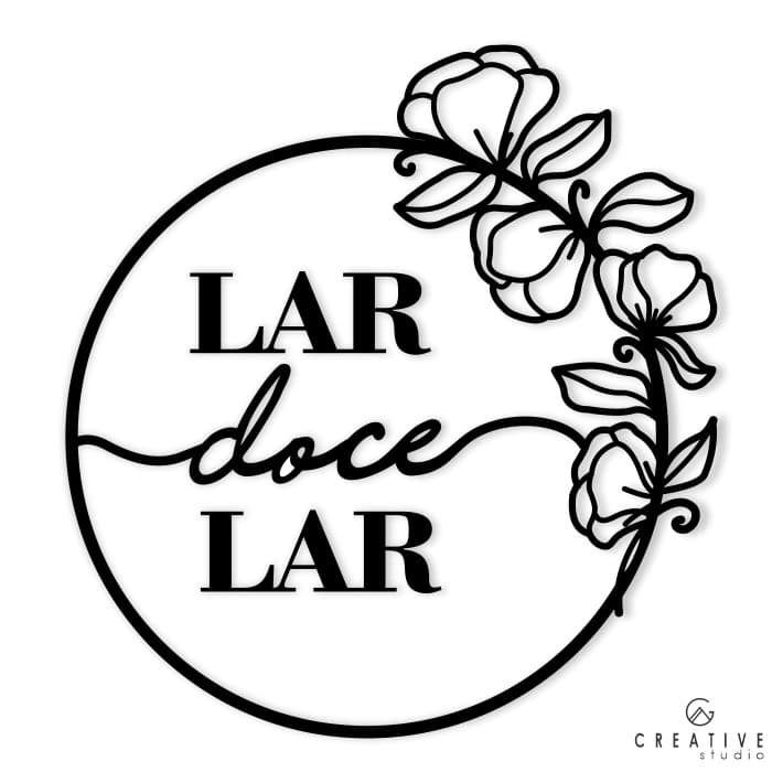 Mandala Lar doce Lar Floral 30X32cm  Decoração parede Aplique Corte a Laser MDF Cru 3mm