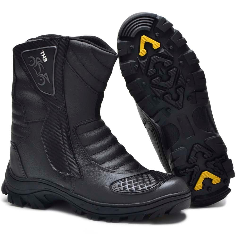 Bota Motociclista TH3 Masculina Couro Cano Médio Dia a Dia