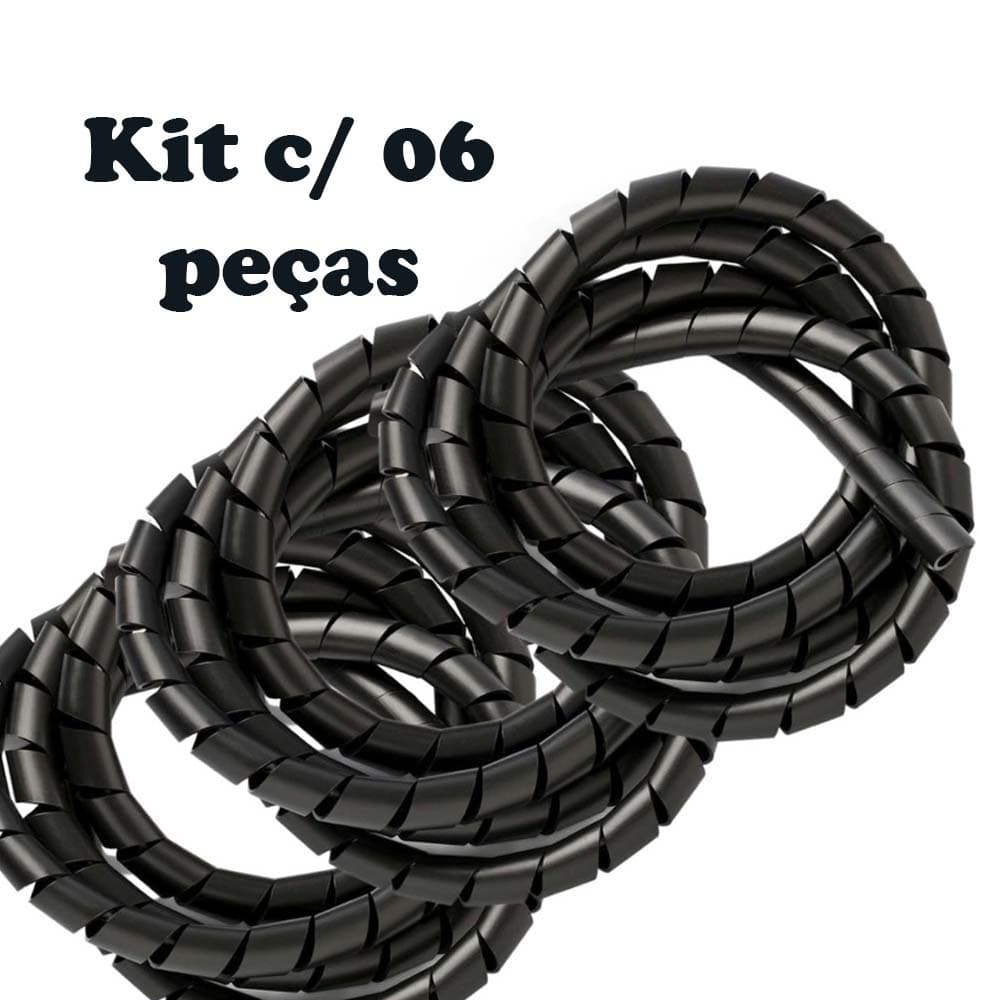 Kit com 06 peças de Organizador de mola 8MM - Cabos Fios 1M