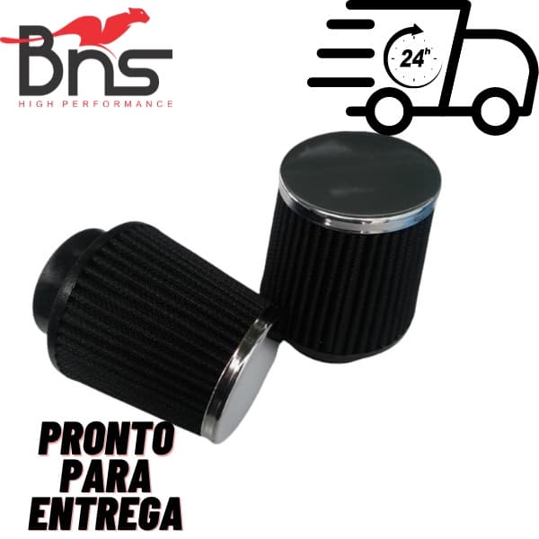 2 Filtro Ar Esportivo Lavável Alto Fusca 11cm Com Tampa Inox