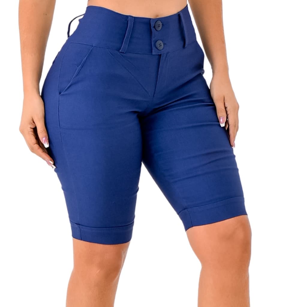 Bermuda Bengaline Feminino Com Bolso Plus Size