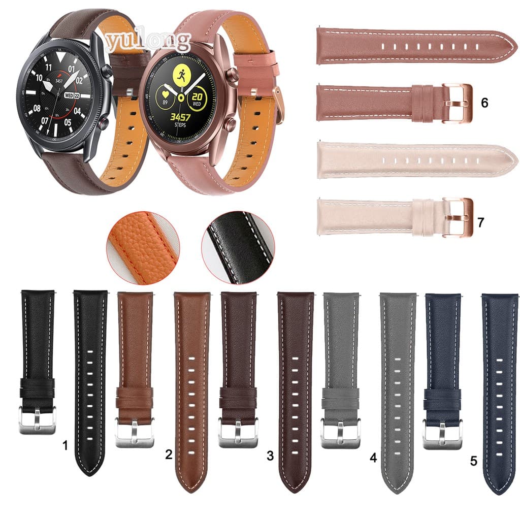 Pulseira De Couro De 20mm 22mm Para Samsung Galaxy Watch 3 41mm 45mm Relógio 42mm 46mm Frontier Gear S3