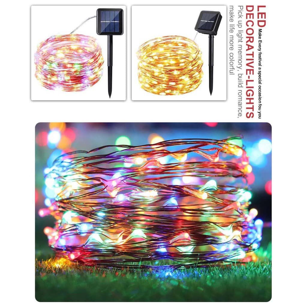 22M 200LEDs LED Luzes De Corda Solares Cabo À Prova D'água Fada De Ano Novo 8 Modos Suspensas Para Janela De Jardim De C