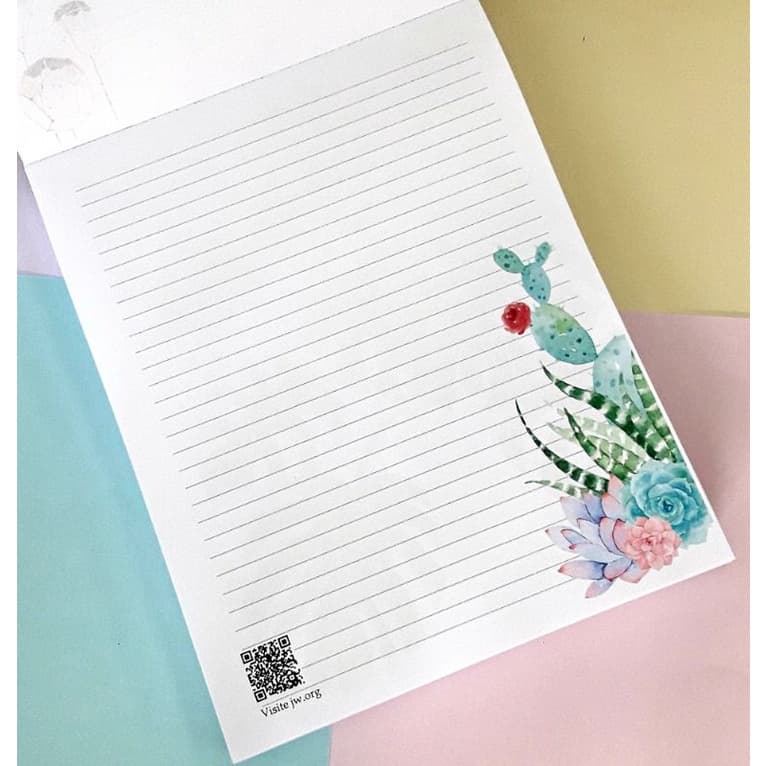 Bloco de papel de carta com 50 folhas variadas JW, testemunhas de Jeová