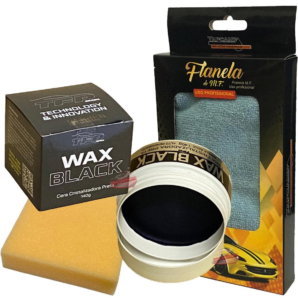 Kit Cera Cristalizadora De Carro Preto + Flanela Microfibra