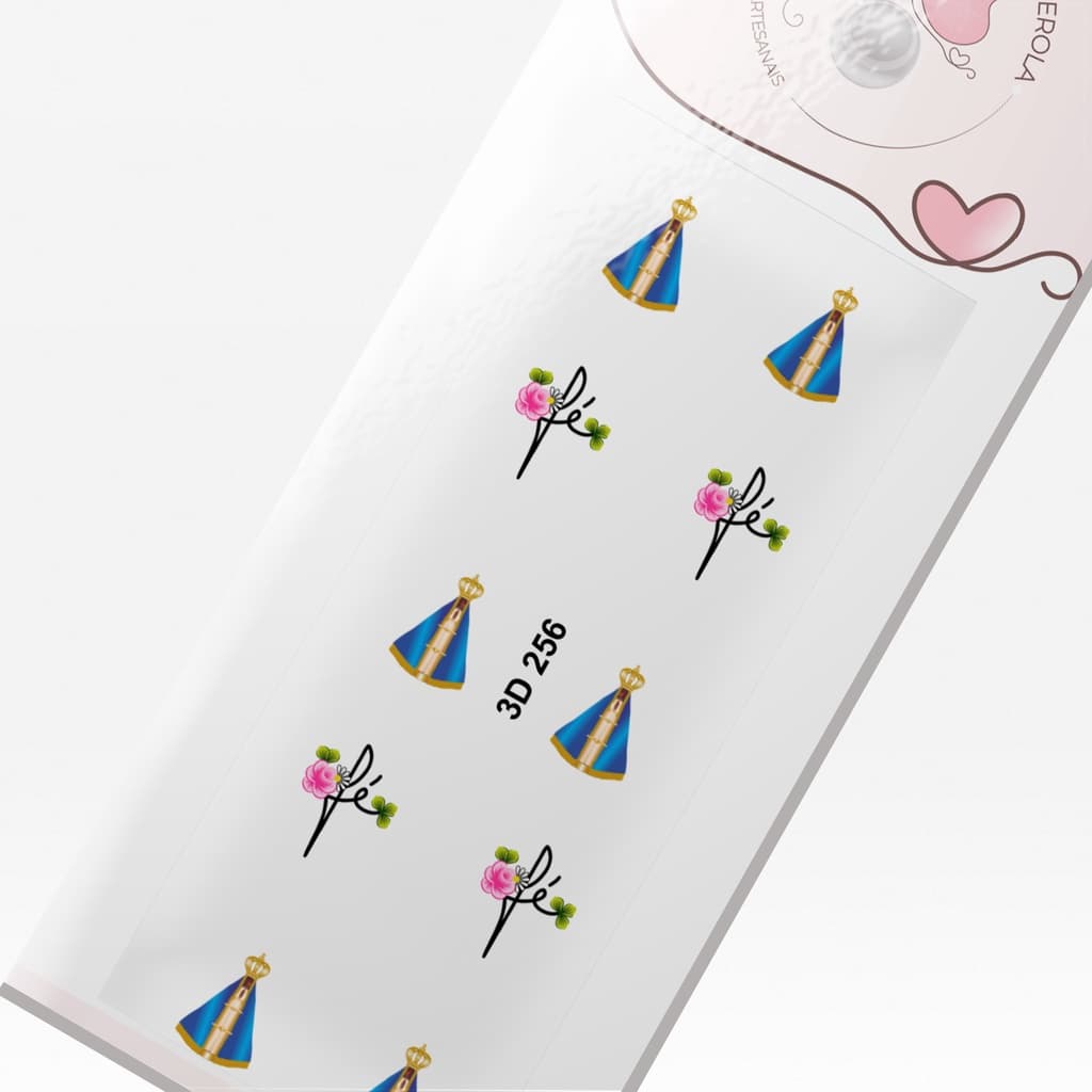 Adesivo 3D para Unhas -fé e Nossa Senhora-3D 256
