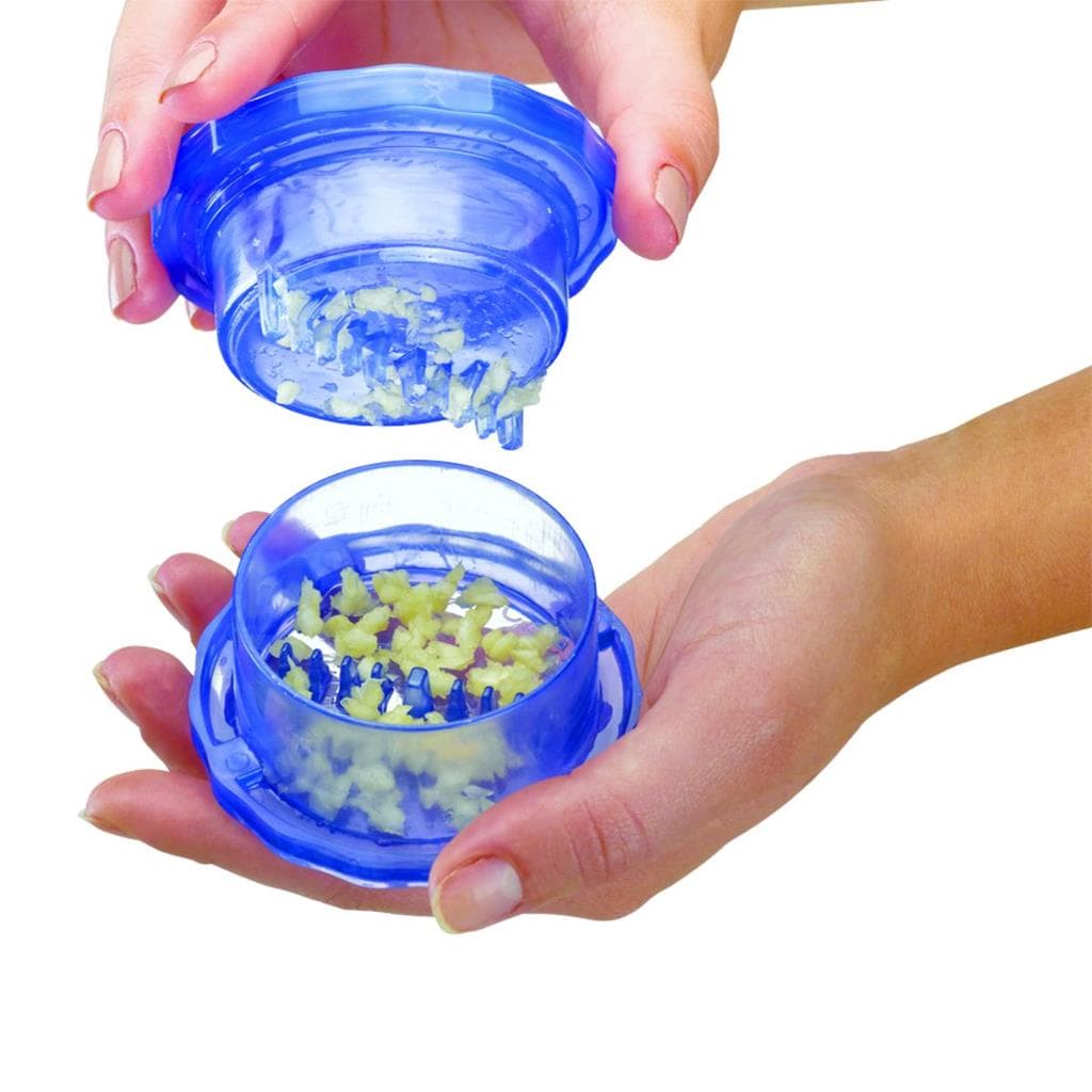 Processador Moedor de Alho Manual Triturador Azul Acrilica