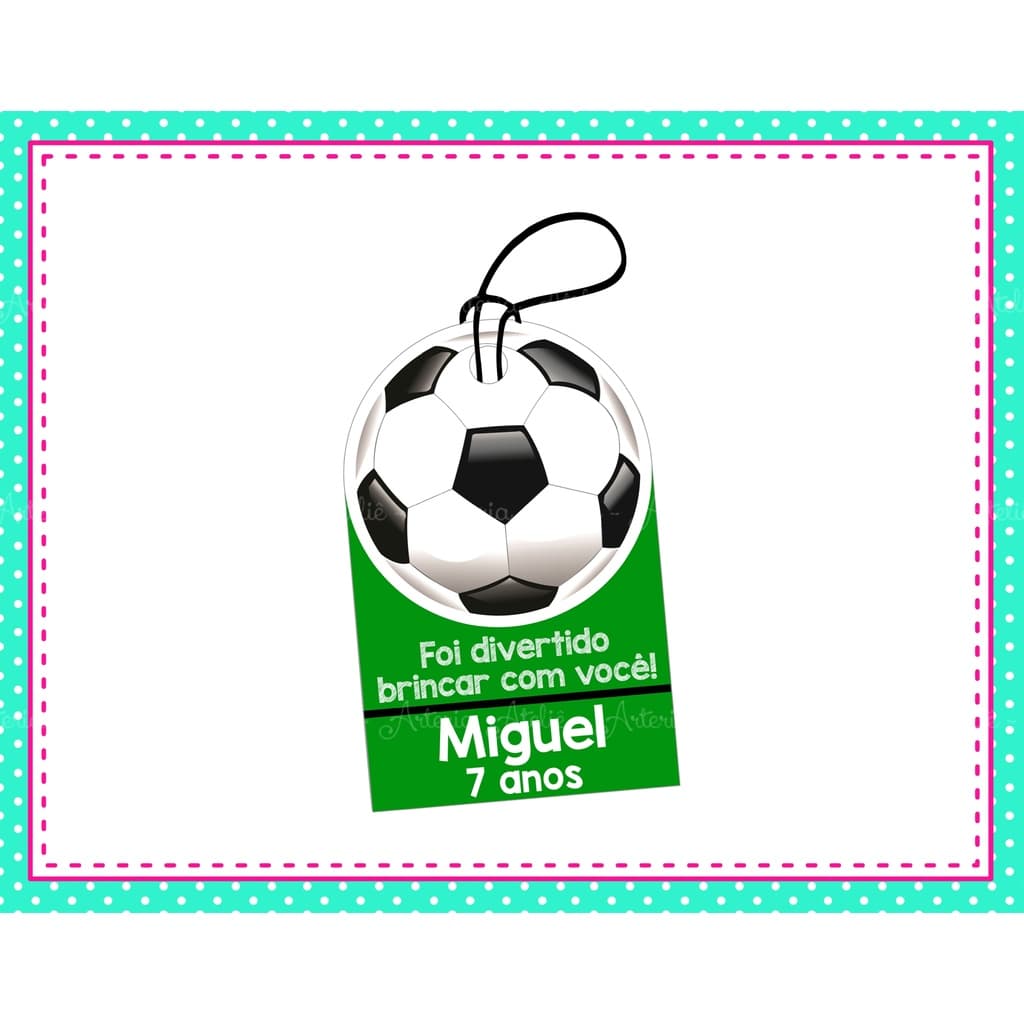 Tag de pendurar Lembrancinha Personalizados Decoração Festa Futebol Futsal Menino Bola Chuteira campo time