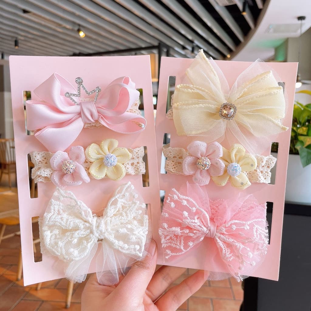 3pçs/Conjunto Faixa De Cabelo Para Bebê Menina Recém-Nascido Princesa Laço Acessórios