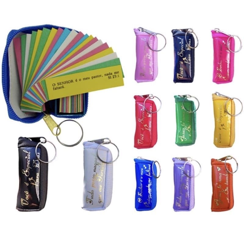 Kit com 12 promessa pequena chaveiro com 40 versículos igreja Bíblia festividade
