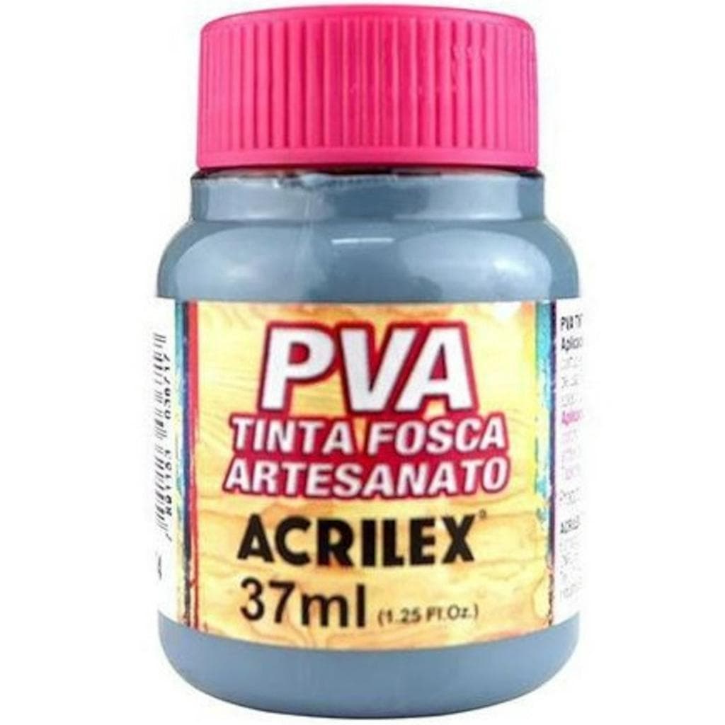 Tinta PVA Fosca Cinza Lunar 37ml Acrilex - Tinta para madeira, cortiça, Isopor, Papel, Palha e PET