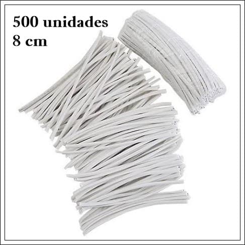 500 Fechos De Arame branco  Para Embalagens Pães Biscoito Trufa 8cm