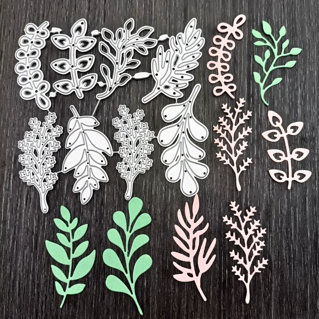 Molde De Corte De Metal Com Folhas , 8 Peças , Modelo De Estêncil Para Scrapbooking DIY , Cortes De Cartão De Papel , Ar