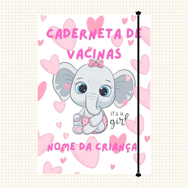 Capa para Caderneta de Vacinas - Vacinação - Tema de Elefantinho