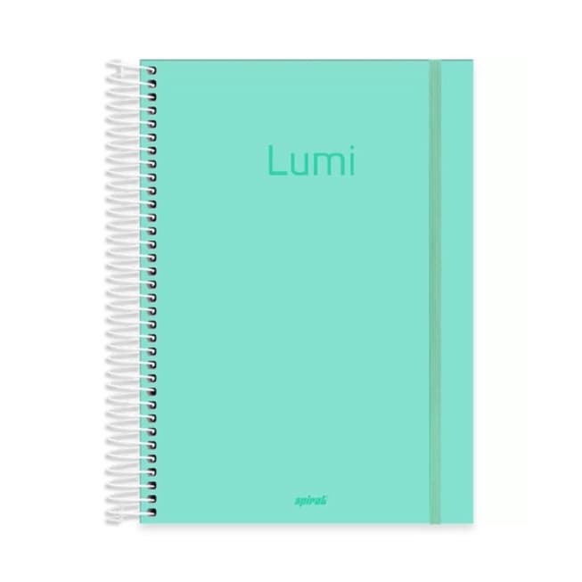 Caderno universitário capa polipropileno 10x1 160 folhas, Lumi Turquesa, Spiral,  CX 1 UN