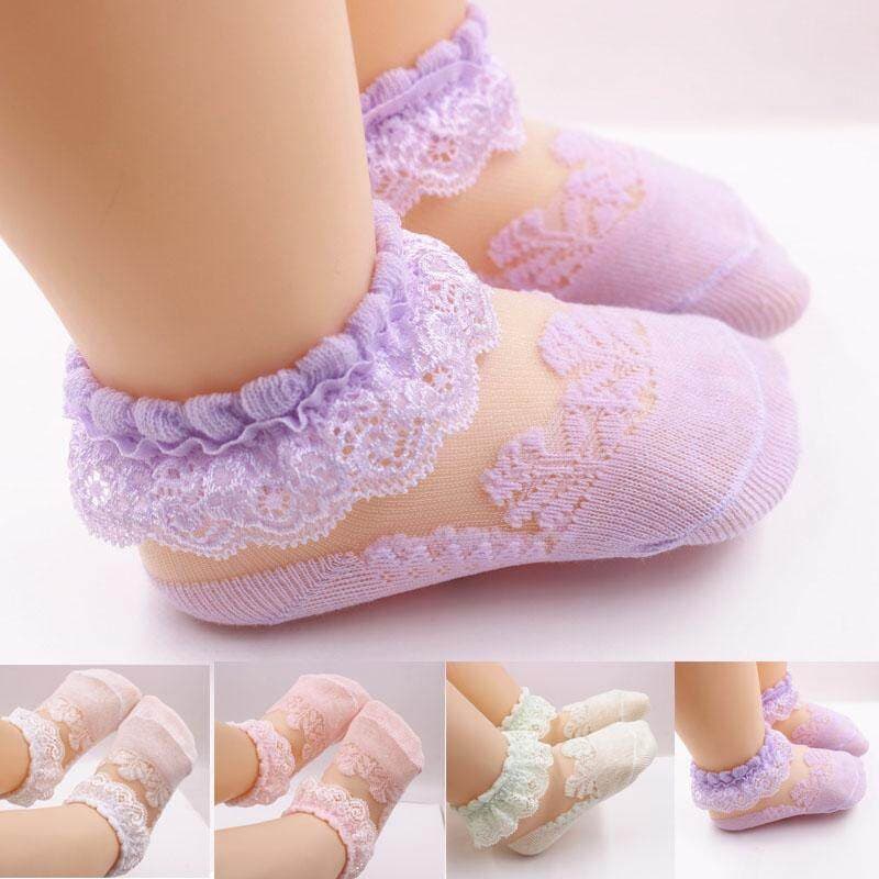 Meias De Bebê De Malha De Renda Verão Fina Transparente Meninas Princesa Curtas Infantil Respirável Cristal