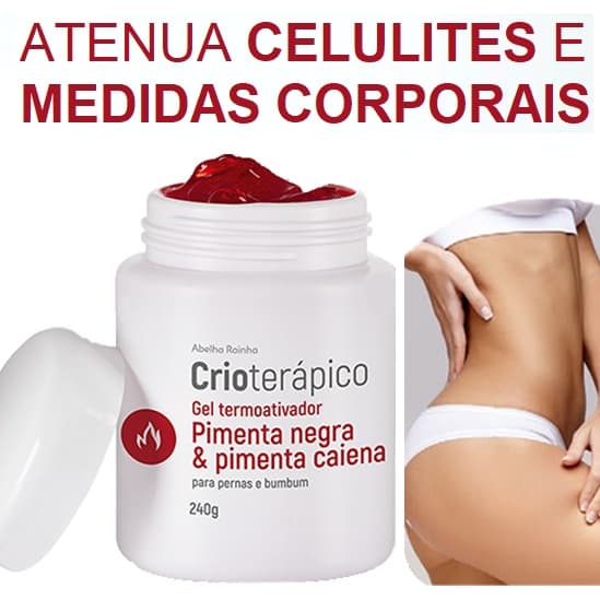 Gel Termoativador Pimenta Negra e Pimenta Caiena Para Pernas e Bumbum Crioterápico - Abelha Rainha 240g