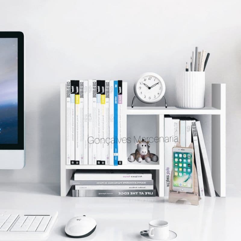 Nicho Organizador Ajustável de mesa livros home Office escritorio mdf branco