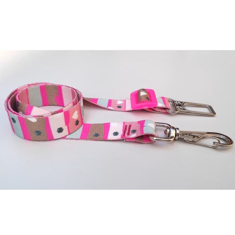 Cinto de Segurança - Rosa com Corações e detalhes Rosa