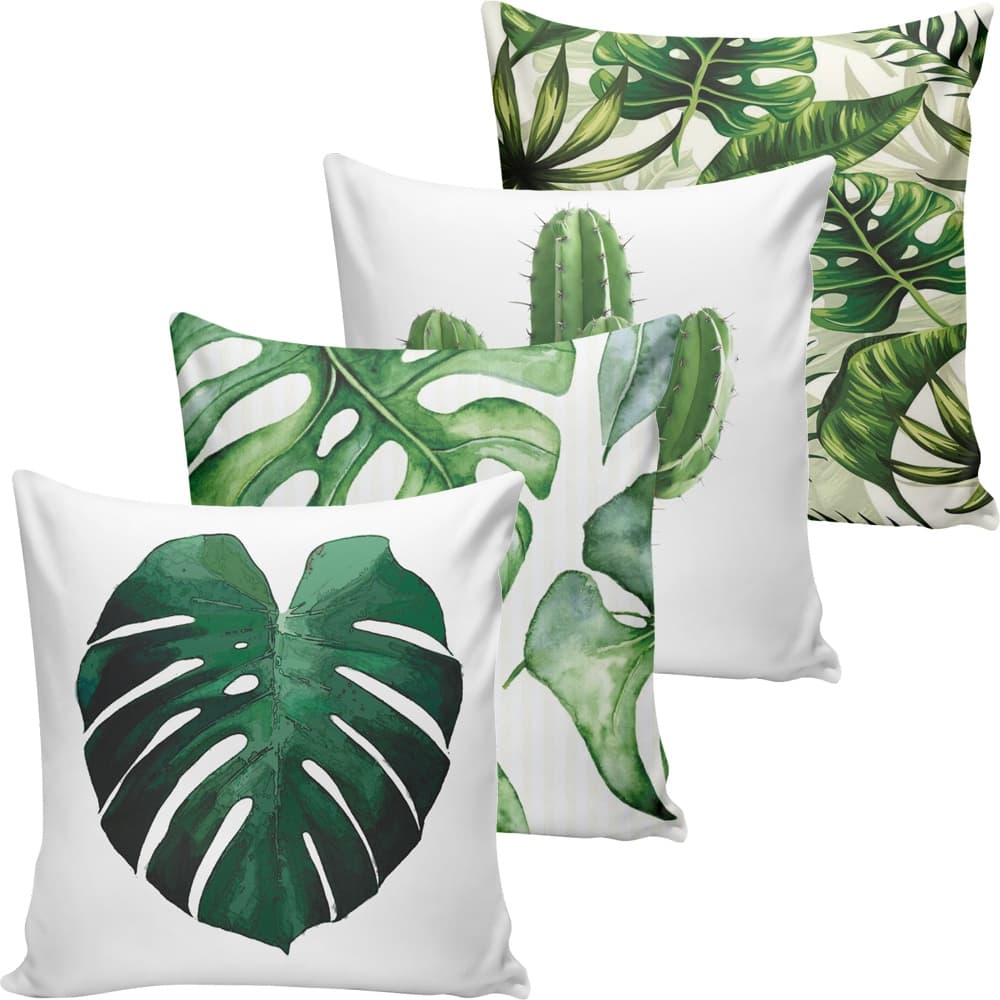 Kit 04 Capas Para Almofada Costela Adão Estampada com zíper - 40cm x 40cm - Decoração Sofá ou Cama