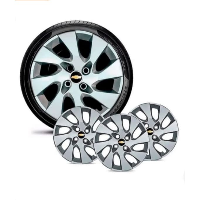 Jogo de calotas carro aro13 Onix Corsa Celta prisma Chevrolet com emblemas