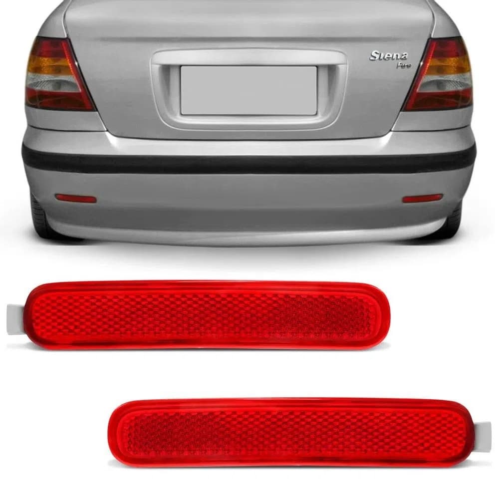 Par Refletor Parachoque Traseiro Fiat Siena 2001 Á 2011 Vermelho Esquerdo e Direito 7001D 7001E