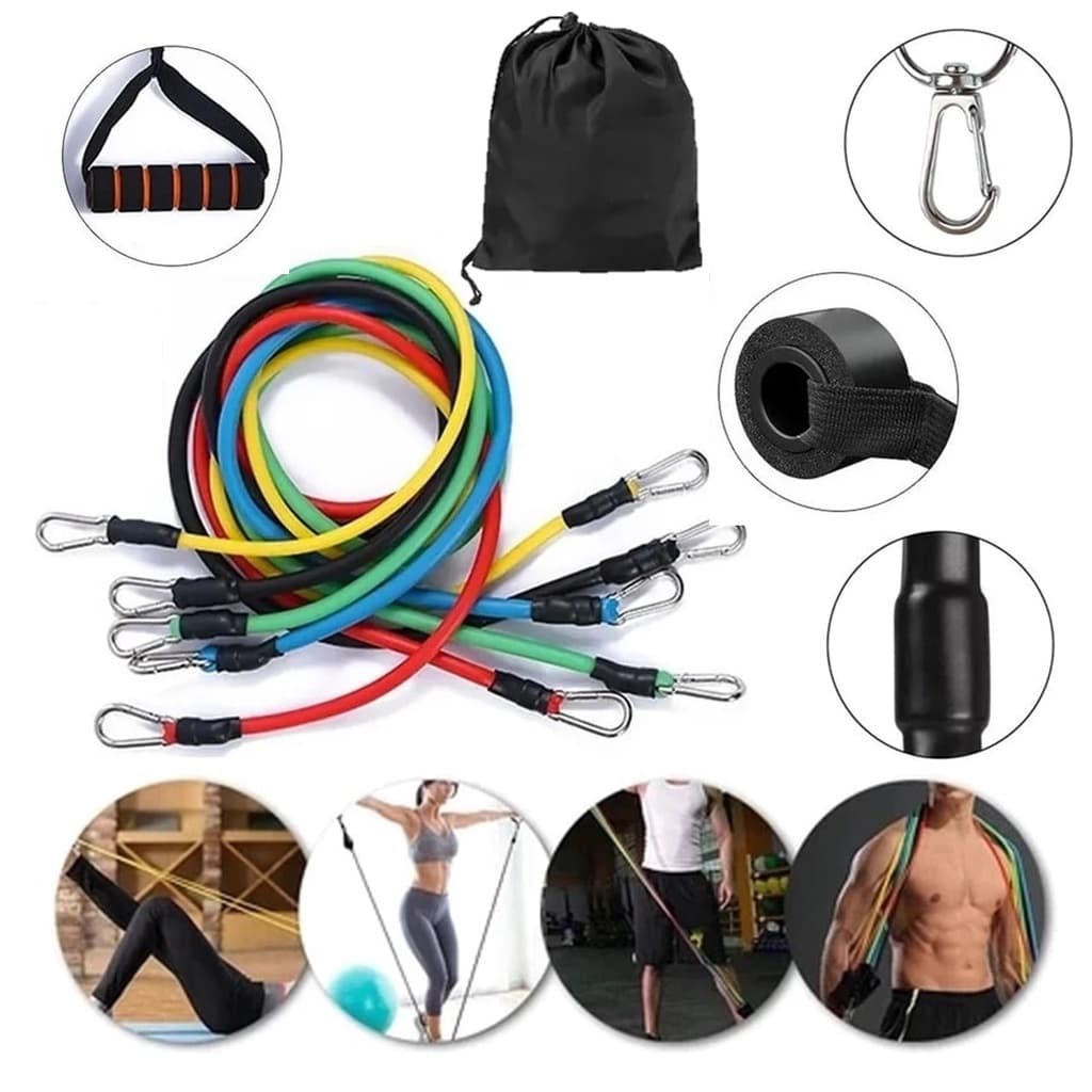 Kit Elástico Extensor Resistente Exercícios Em Casa Musculação