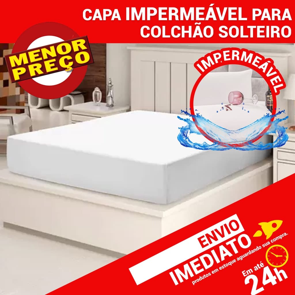 Capa Protetor Colchão Solteiro Impermeável a Prova d'água - Envio Imediato