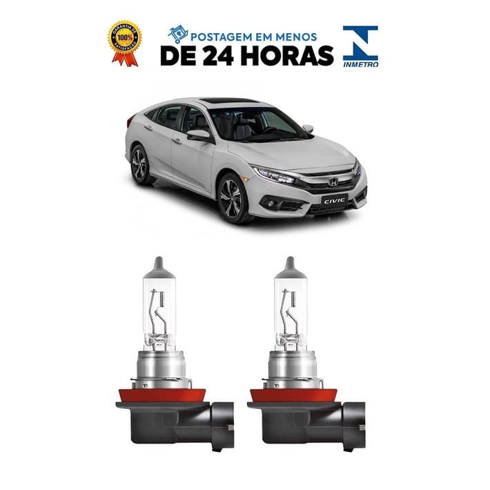 Par Lampada Farol de Milha New Civic 2017 2018 2019 2020 H11