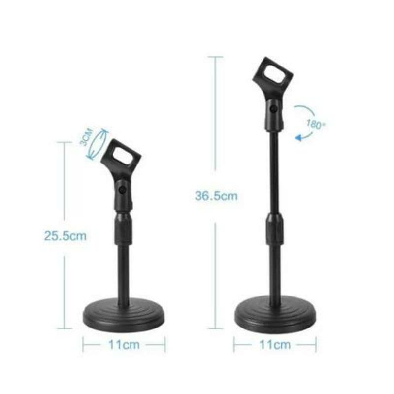 Suporte de mesa para microfone com regulagem de altura pedestal estúdio