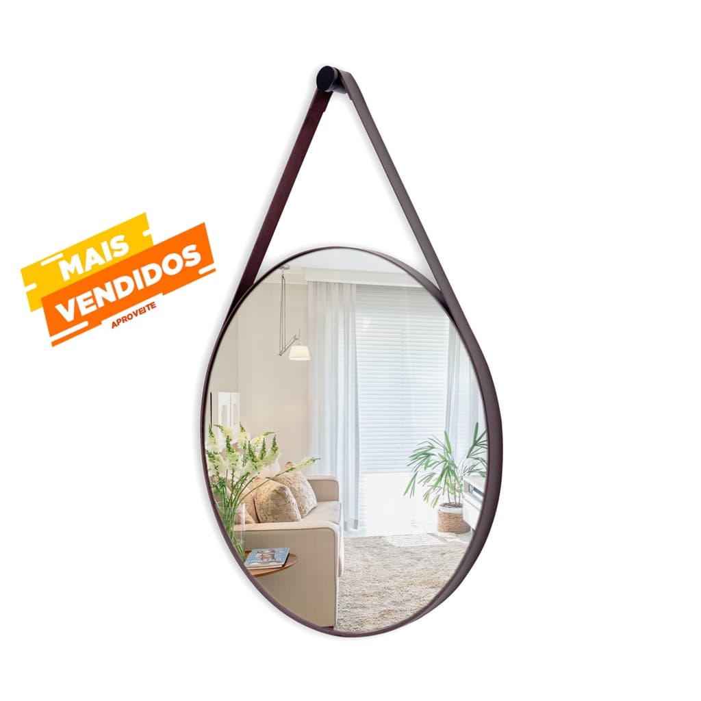 Espelho Redondo Decorativo Banheiro Adnet 60cm e 40 cm com e sem alça