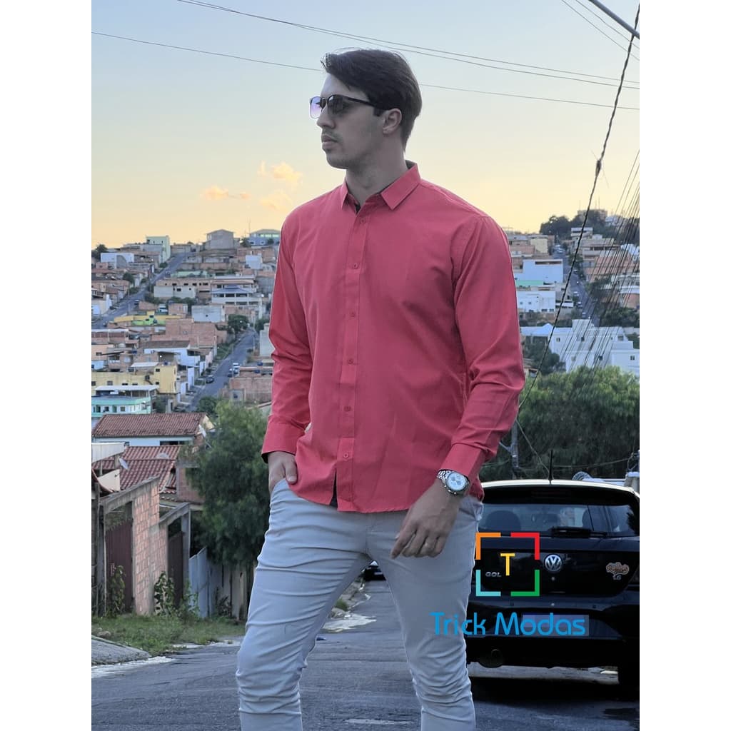 Camisas Social Masculina Slim Bolinha / Lisa / Estampada Super Promoção P e GG