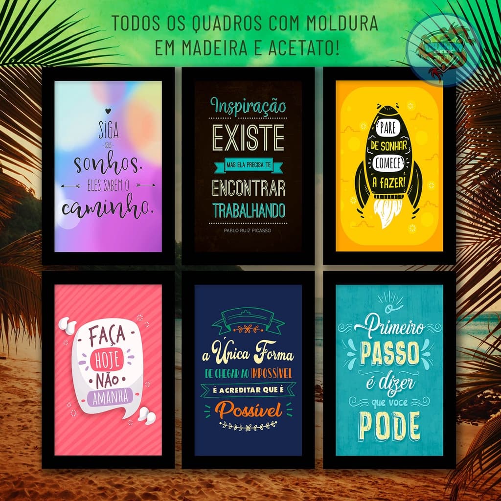 quadros decorativos sala Tema frases Lote 01 motivacionais bonitas personalizados placa decorativa
