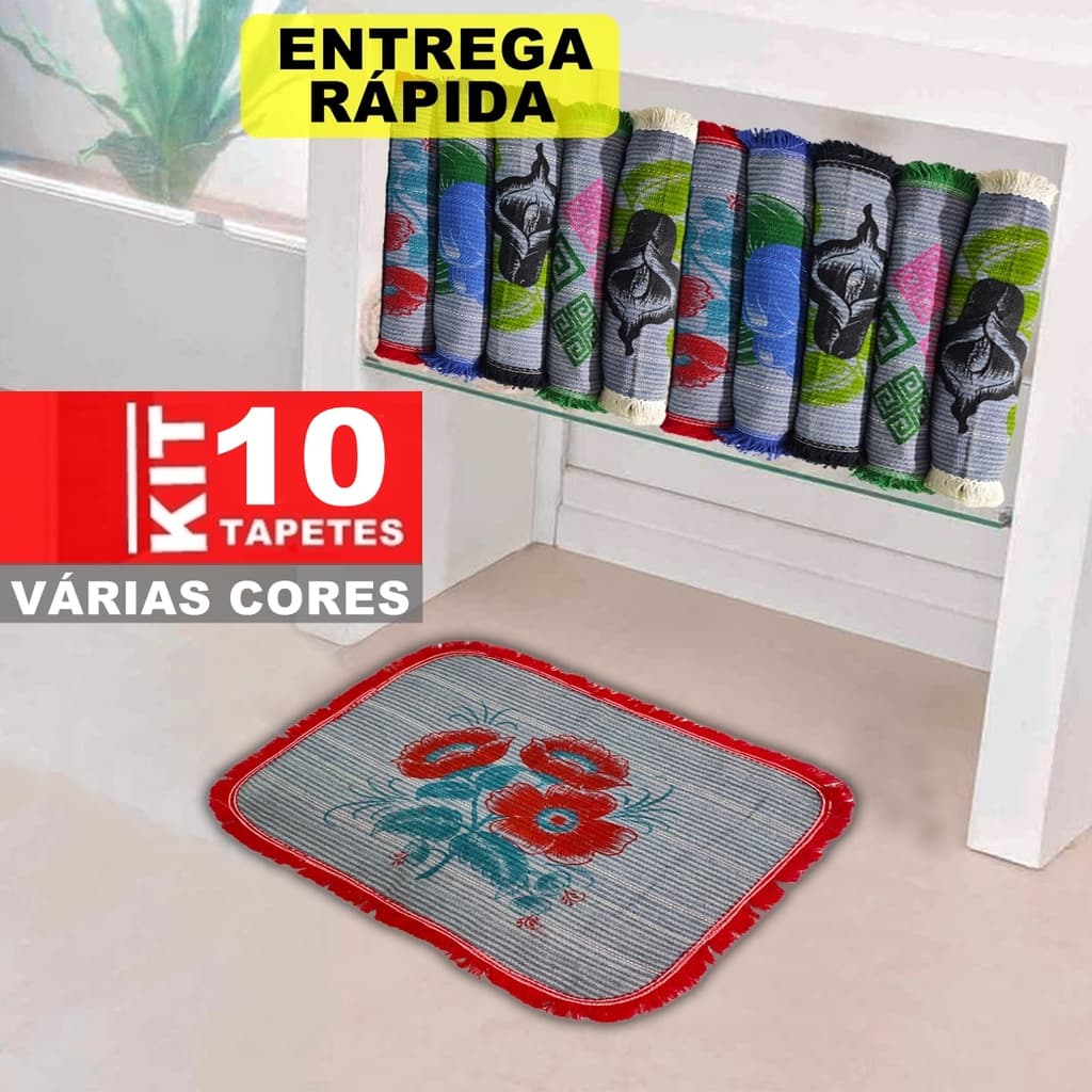 Kit 10 Tapete Para Banheiro Tapete De Porta Tapete De Box Com Franja Lateral Toalha de Piso