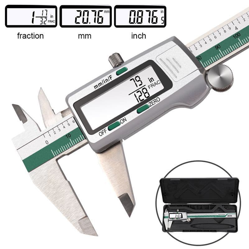 Aço Inoxidável Digital Display Paquímetro 150mm Fraction/MM/Polegada Alta Precisão LCD Vernier Caliper FerramentaMedição