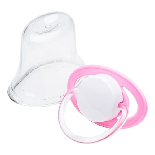 Chupeta 100% Silicone bico achatado T2 Com Protetor Lolly Rosa