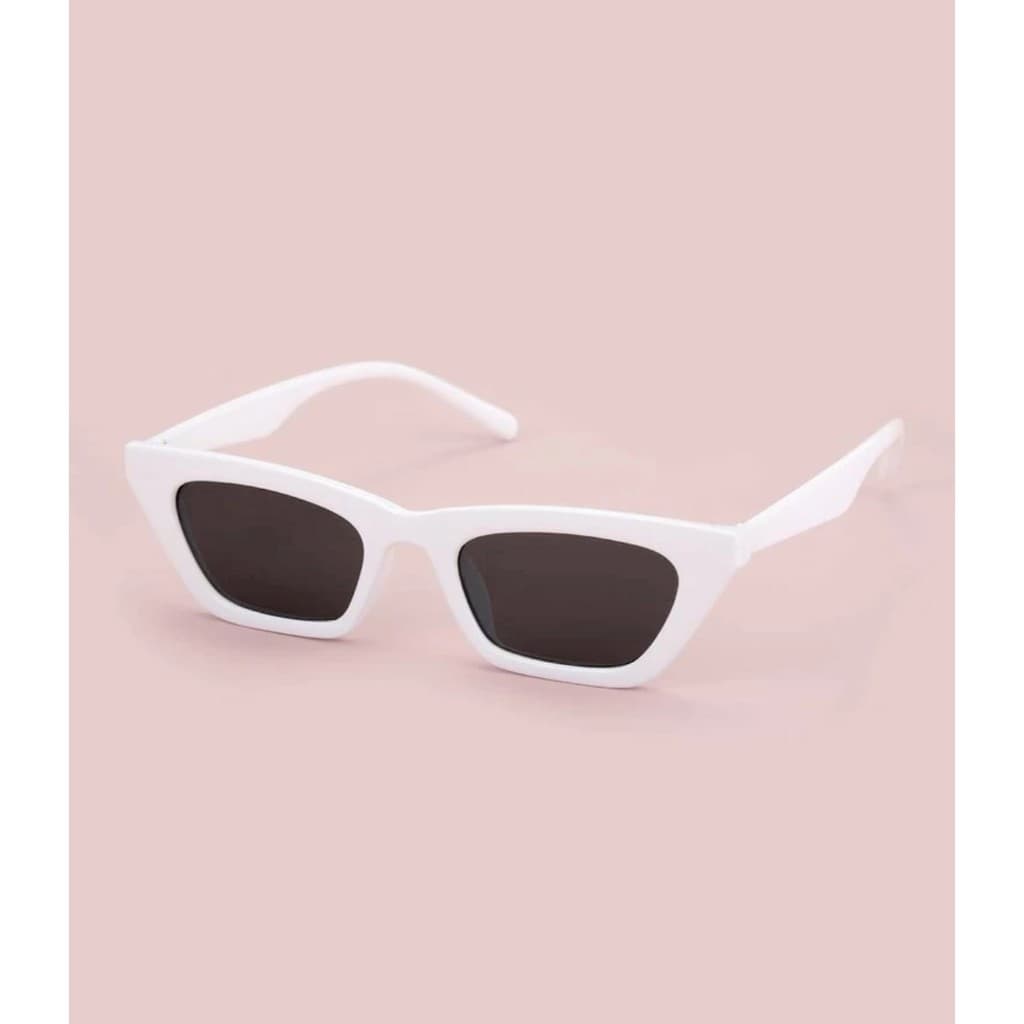 Óculos de Sol Quadrado Retangular Branco Retro Vintage UV400