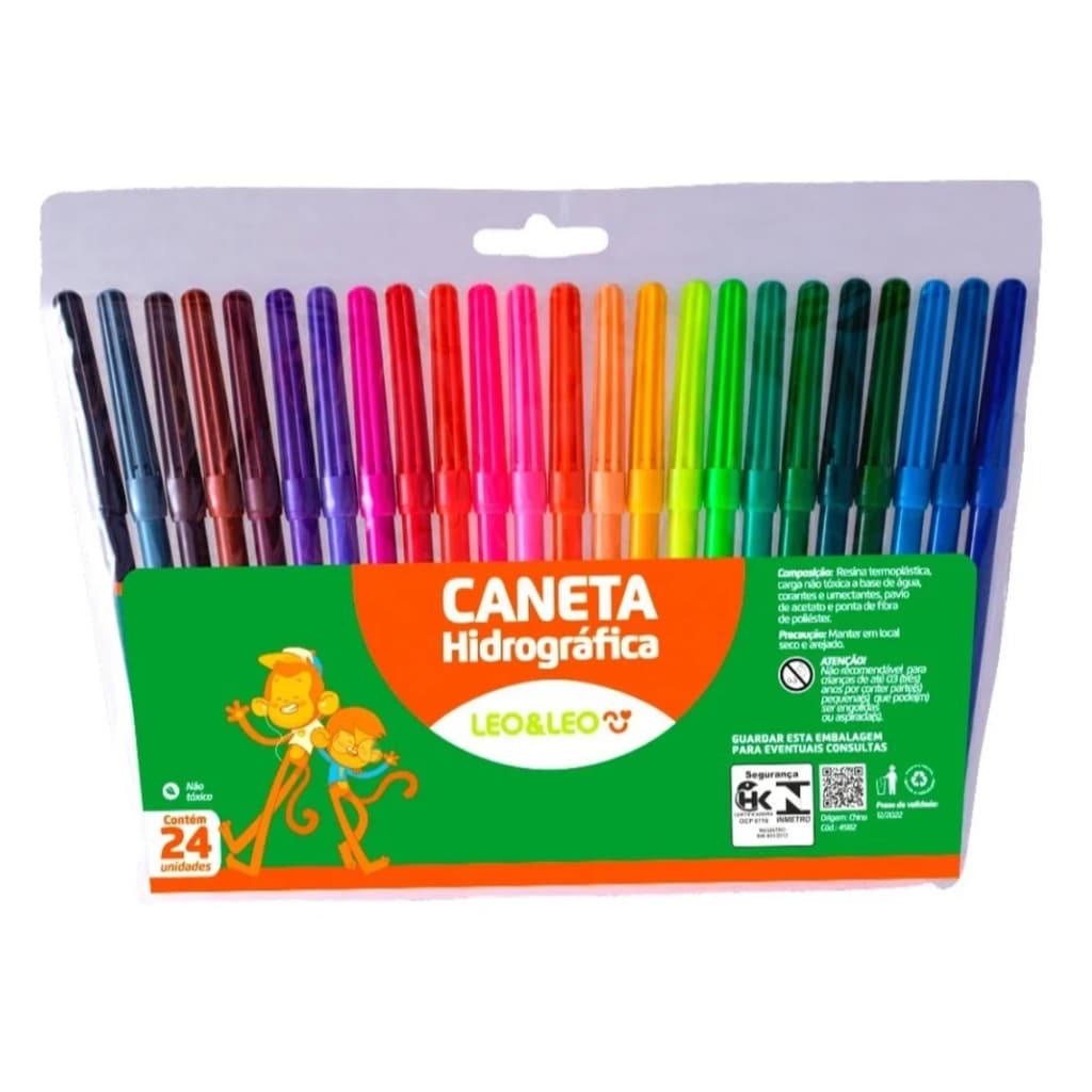 Canetinha Colorida Hidrográfica De 12 - 24 Cores - Atóxica - Leo&leo Preço Atacado