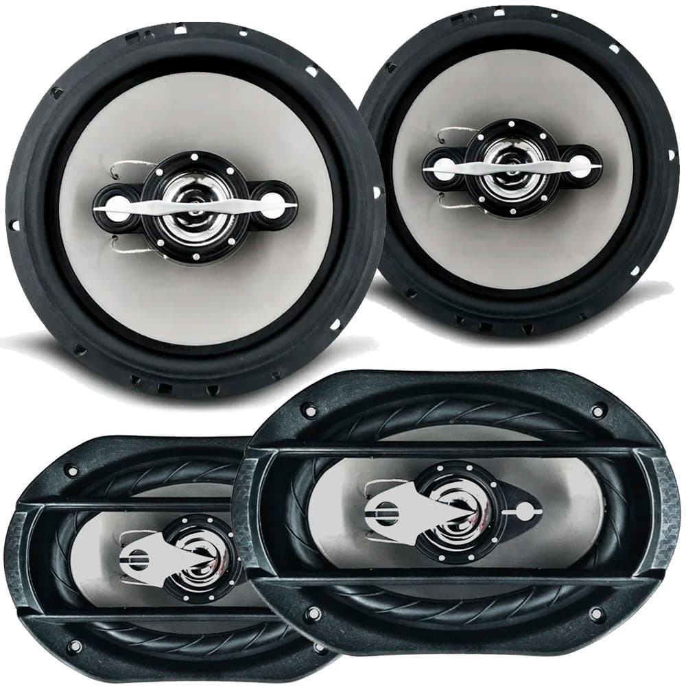 Kit Fácil Para todos os Carros - 2 unidades de Alto Falantes 6x9 + 2 unidades de 6" Polegadas