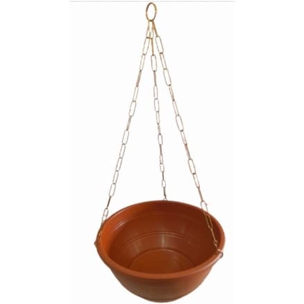 Vaso cuia marrom 25cm para Samambaias/ rosa deserto com corrente aço 45cm