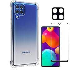 Kit 3X1 Samsung Galaxy M32 - Película Ceramica 3D + Pelicula Câmera Vidro 5D + Capa Transparente TPU