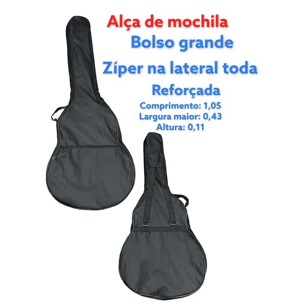 Capa Bag Para Violão Clássico Sem Logo Alça De Mochila - C101S/N2A
