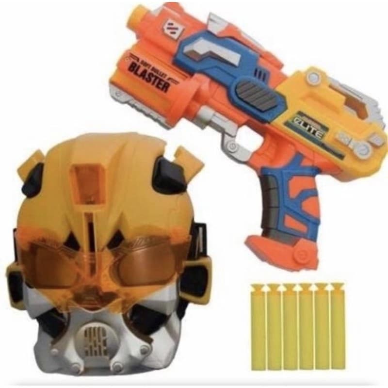 Brinquedo Lançador Nerf Blaster Launcher Well Kids com Mascara e Luz