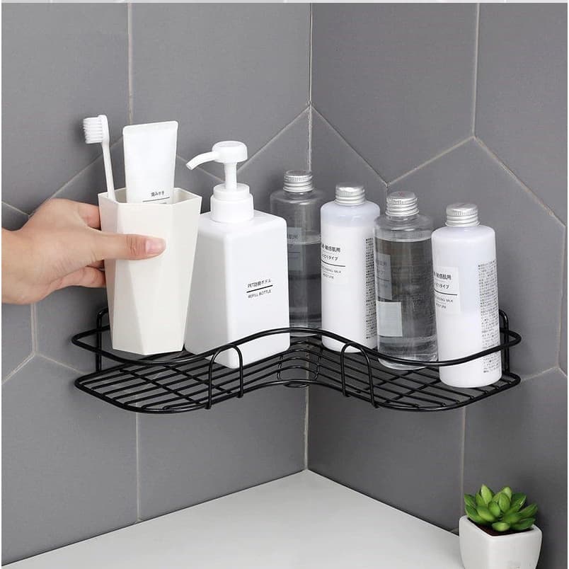 Suporte para Shampoo Prateleira Cantoneira Banheiro Multiuso de Aço Fixação com Adesivo